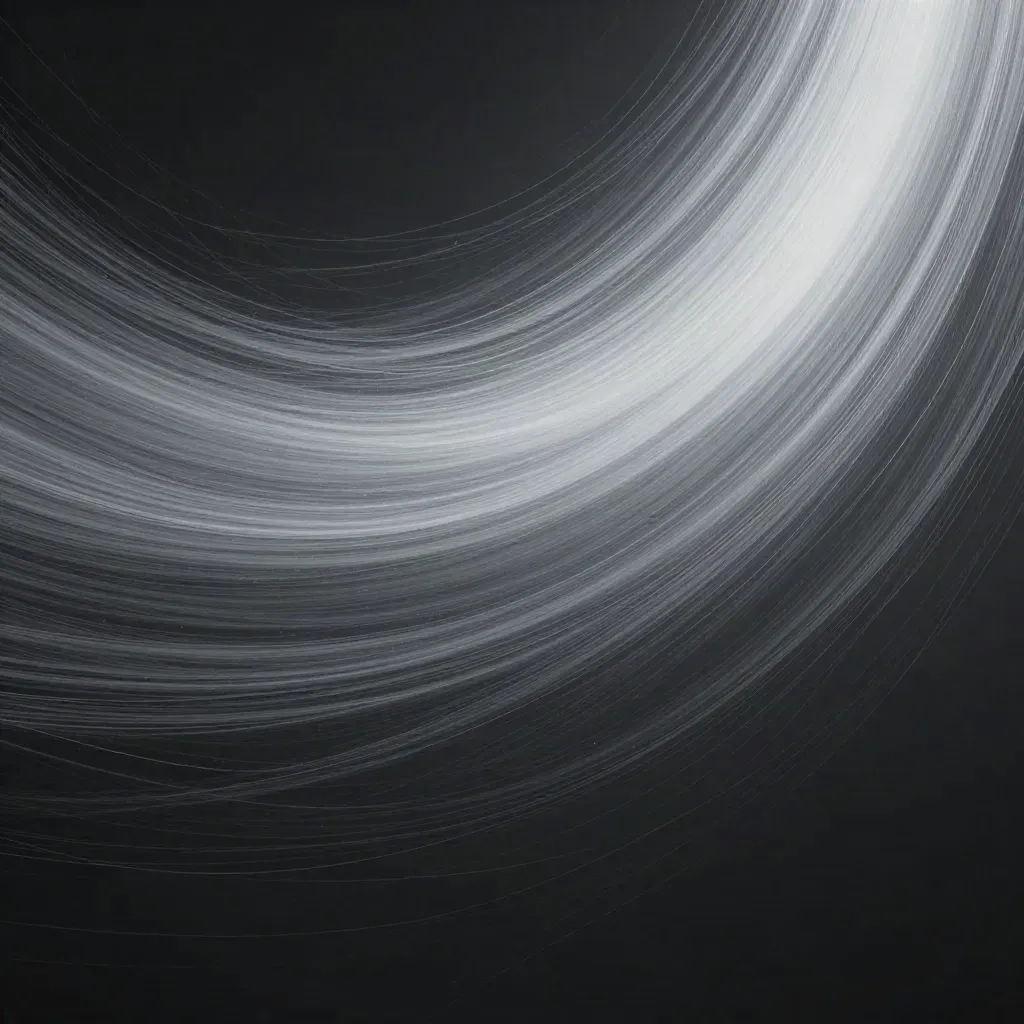 Silver filaments converge to a soft white bloom in graphite space, leaving calm copy space.